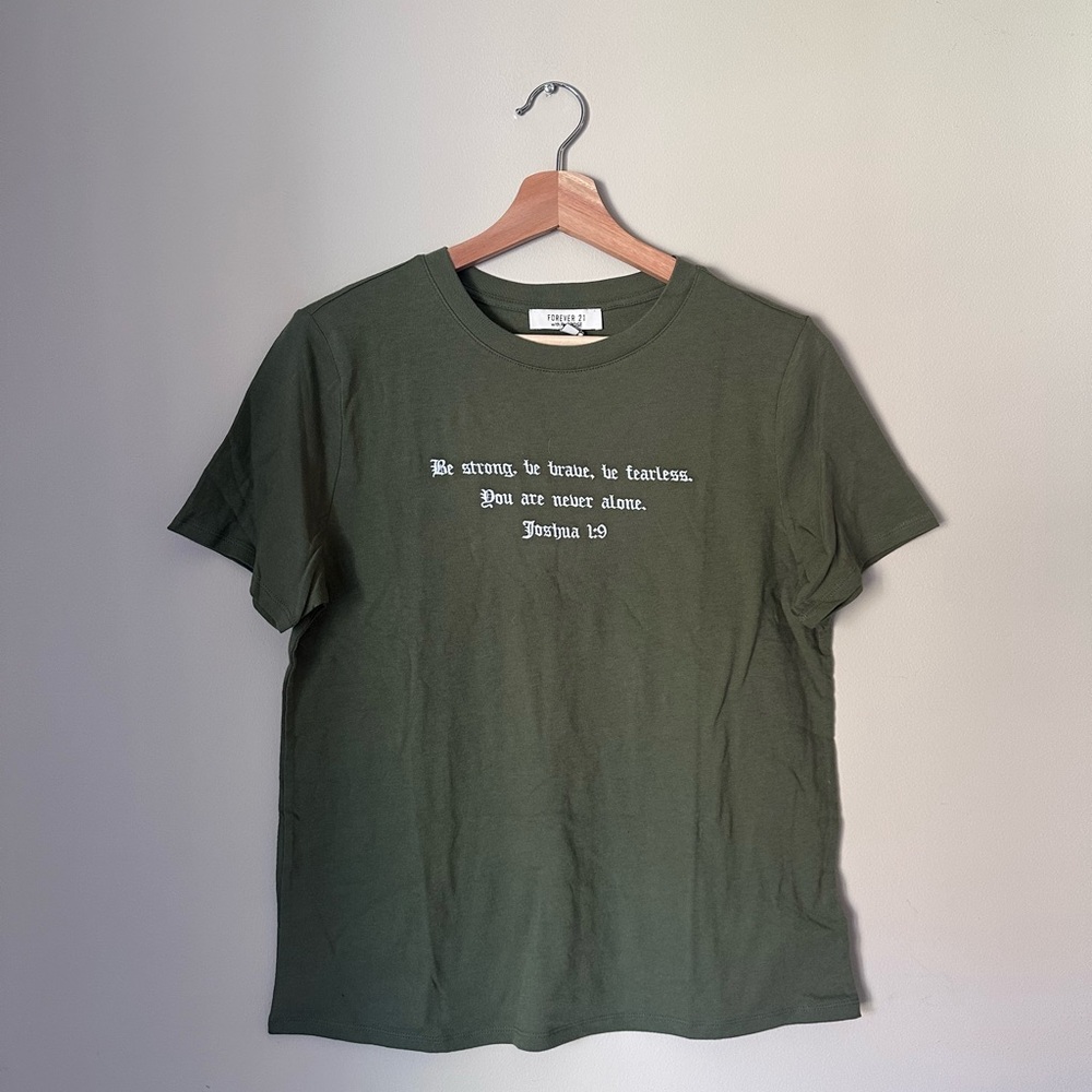 Dark green bible verse t shirt